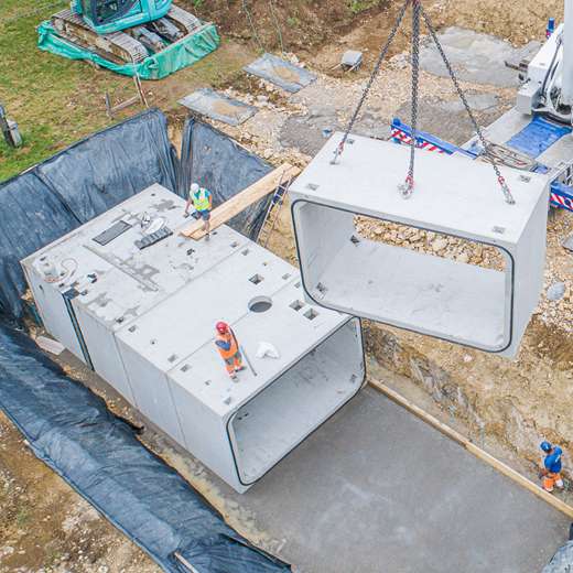 Ecobassin, bassin de rétention d'eau en béton préfabriqué